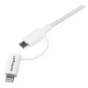 StarTech 1m / 3 ft Apple Lightning or Micro USB to USB Cable, White - LTUB1MWH