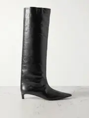 [Jil Sander] Jil Sander - Textured-leather Point-toe Knee Boots - Black - IT37 IT 37 Black