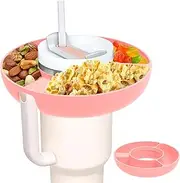 JB Snack Bowl for 40oz Tumbler 3 Compartments Tumbler Snack Tray Food Grade Silicone Cup Snack Container 1.8 Inch Deep Snack Ring Reusable Divided Cups Snack Platters for Chips Candy Popcorn ZHUZHIMAO