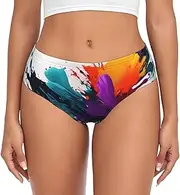 [YANYU] Paint Splatter Print Women S Briefs Comfortable Plus Size Underwear Ladies Versatile Panties Xs To 4xl