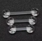 1 Pair Of Clear 6mm Acrylic Ball Bio Flex Barbell Rings 16g