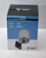 Wen Lighting Bedside Wall Lamp Light Black Finish Sconce 1 USB 2 Switches