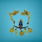 Unique and adorable boat shaped bib necklace with khepri