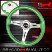 For Bmw Drift Green Wood Trim Aluminum Frame 3 Spokes Steering Wheel (for: Volkswagen)
