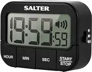 Salter 355 BKXCDU Digital Kitchen Timer - LCD Display, Loud Clock Timer, Magnetic Cooking Stopwatch, Self Standing, Count Up Or Down,19 Hours 59 Minutes and 59 Seconds, Memory Function, Large Buttons