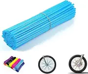 PPXIONG Bike Spoke Skins Covers: 8-21 inch Rims Protector & Decoration for Dirt Bike | Mountain Bike | Bicycle | Wheelchair | Motorcycle - 72Pcs(Light Blue)