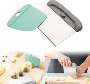 2 in 1 Bench Scraper & Dough Cutter - Stainless Steel Pastry Scraper for Bread C