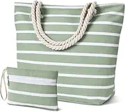 [Tavaleu] Beach Bags for Women - Large Beach Bag with Zipper Waterproof Sandproof, Swim Pool Beach Tote Bag Vacation