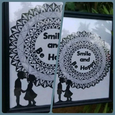 Home Deco Black White A4 Mandala Art Standing Valentine Love Picture Photo Frame
