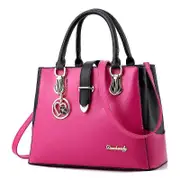 Rhafayre Women's PU Handbag Love Pendant Briefcase Ol Large Capacity Shoulder Shopping Bag rose Red