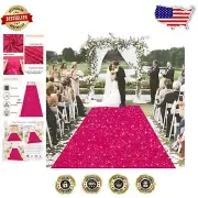 Stunning Hot Pink Glitter Aisle Runner 4x20FT for Elegant Wedding Ceremonies