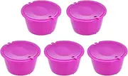 Reusable Coffee Capsules, 5Pcs Refillable Coffee Pods, 50ml Coffee Filter Cup Compatible for Nescafe Dolce Gusto Machine with Measu Spoon(Rose Red)