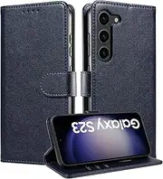 Boyobacase Wallet Case for Samsung Galaxy S23 5G,for Galaxy S23 5G Case,PU Leather Flip Cover RFID Blocking Phone Cover with 3 Card Slots [Stand Feature] [Side Magnetic Closure]-Navy Blue