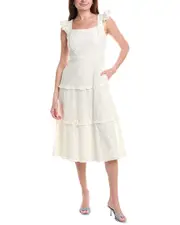 Anne Klein Broidery Tiered Midi Dress