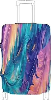 [Joisal] Octopus Party Colorful Luggage Covers Tsa Approved Fit 18-32 Inch Luggage, Turquoise Feathers, L 26-28 in