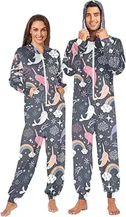 [Joisal] Cute Narwhals Navy Onesies Adult, Ideal for Lounging or Sleeping, Onesies Unisex Adult