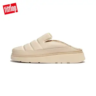 【FitFlop】GEN-FF WATER-RESISTANT FABRIC/LEATHER MULES防水造型木屐鞋/穆勒鞋-女(白石色)