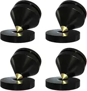 4Pcs Audio Speaker Foot Isolation Spikes Cone Pads Floor Protectors Shockproof Kit with Base Pad for Speaker,Subwoofer,Amplifier,Turntable,Recorder CD DAC with 3m Adhesive (Black)