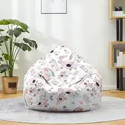 [Morbuy] Bean Bag Cover Flower and Bird Sofa Cover Lazy Lounger Bean Bag No Filler Detachable Washable Puff Sofa Lounge Recliner for Adults, Teenagers, Children (M,Magpie)