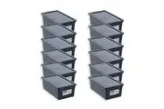 12x Boxsweden Essentials 6L 33.5cm Stackable Tub w Lid Storage Organiser Assort