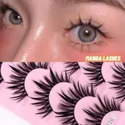 5 Pairs Natural Fairy Wispy False Eyelashes Manga Cross Curling Lash Extension X