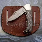 EXQUISITE, CUSTOM MADE HAND FORGED DAMASCUS FOLDING POCKET KNIFE BACK LOCK 0-113