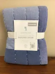 NEW Pottery Barn Kids Denim Patchwork Quilted Pillow Sham STANDARD Size Blue