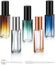 [AlxMuNao] Perfume Atomizer 5pcs Refillable Glass Empty Bottle Fine Spray Portable Small Exquisite Travel Spray Bottle Suitable for Party and Date Home (Brown&Lake Blue&Deep Blue&Pink&Transparent)