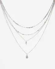 Silver Padlock Stacking Necklace Pack