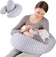 Labtec Nursing Pillow & Pregnancy Pillow 2 in 1, Side Sleep Pillow, Hips, Legs, Back Support Pillow, Multifunctional Breast Feeding Pillow for Baby, 100% Cotton Removable Cover