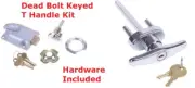 Garage Door Keyed Dead Bolt T Handle Assembly Kit Cylinder Lock Key Set Diecast