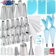 50Pcs Cake Decorating Set - Piping Bags, Tips, Nozzles, Scrapers, Reusable