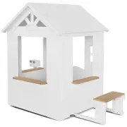 White Teddy Cubby House with Picket Fence