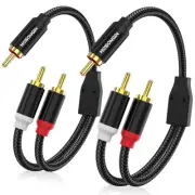 RCA Y Splitter Cable, 1 Male to 2 Male Audio Cables (2 Pack), 12 Inch, 24K Go...