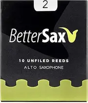 BetterSax Alto Saxophone Jazz Cut Reeds – 2 Strength (10-Pack), Organic French Cane, Easy Response & Rich Tone, Ideal for Beginners & Jazz Musicians, Eco-Friendly, Plastic-Free Packaging