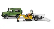 Bruder Land Rover With Trailer, CAT, & Man