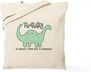 CafePress Dinosaur Rawr' Tote Bag Natural Canvas Tote Bag, Reusable Shopping Bag