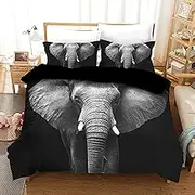 Black Elephant Quilt Doona Duvet Cover Set Single Double Queen King Size Available Queen, 2 Pillow Cases