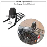 For Royal Enfield Classic Reborn 350 "Rear Luggage Rack with Backrest, Black"