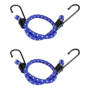 2Pcs Bungee Cord with Hooks 16" Rubber Bungee Cords for Outdoor, Blue