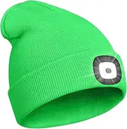 [YUHEXM] Upgraded LED Lighted Beanie Hat,USB Rechargeable Hands Free Headlamp Cap,Unisex Winter Warmer Knit Hat with Light for Men,Women
