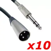10 Pack - 6ft XLR 3-Pin Male to 1/4" Stereo TRS Shielded Microphone Mic Cable