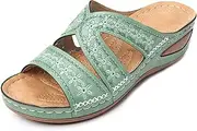 [Generic] Woman Orthopedic Comfy Summer Slippers with Three Arch Support Design Comfortable Strap Sandals and Flip Flops with Arch Support Beach Non Slip Slides (Green 39 M EU)