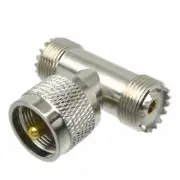 UHF PL259 Male Plug to 2x SO239 Female Jack T Type Tee RF Coaxial Adapter