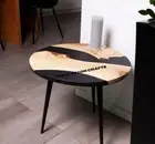 Solid Black Resin table top, Round Resin Table top for office/home