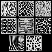 8pce Stencils Animal Print Set 13x13cm Plastic Reusable Tile Cut Template