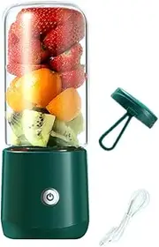 [domoi] Portable Blender Electric Juicer Machine Mini Fruit Juicer Rechargeable Home Travel Personal Size-Green