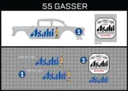 Hot Wheels (1/64), 55 Gasser "Asahi" Waterslide, Printed White First, Decals