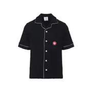 [Casablanca] Casablanca-Black Cotton Monogram Towelling Shirt-Uomo M STAND