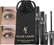 [KL KILLER LASHES] Ultimate Fibre Lash Extender And Mascara | 9Ml & 6Ml Set | 3D Moonstruck Black Limited Edition - With Travel Pouch | Designed To Maximise Volume And Length